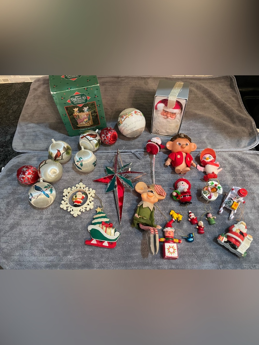 Vintage Mixed Christmas Ornaments Mouse Santa Lot